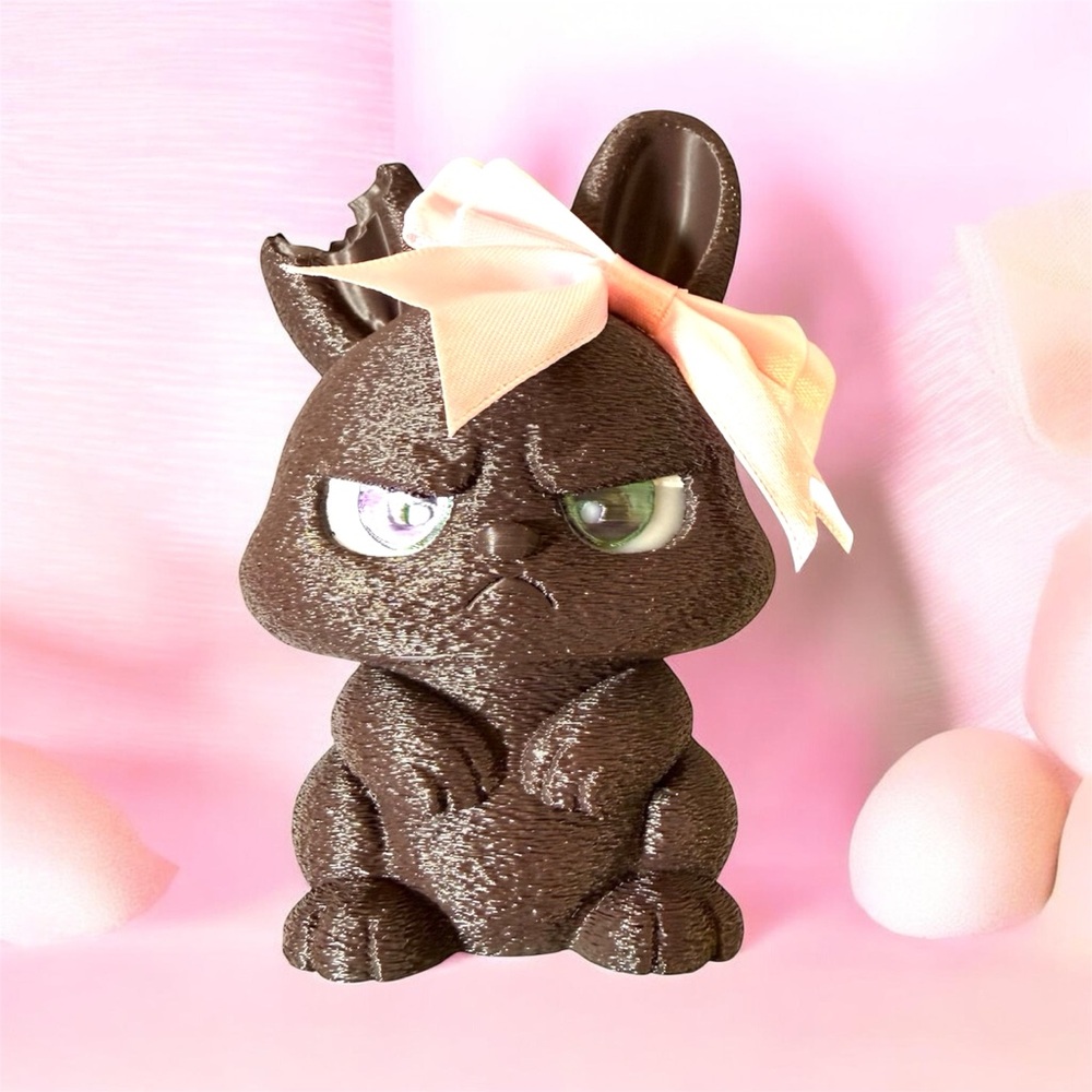 Brown Bunny 3d Print with Pink Bow Accent-Perfect gift